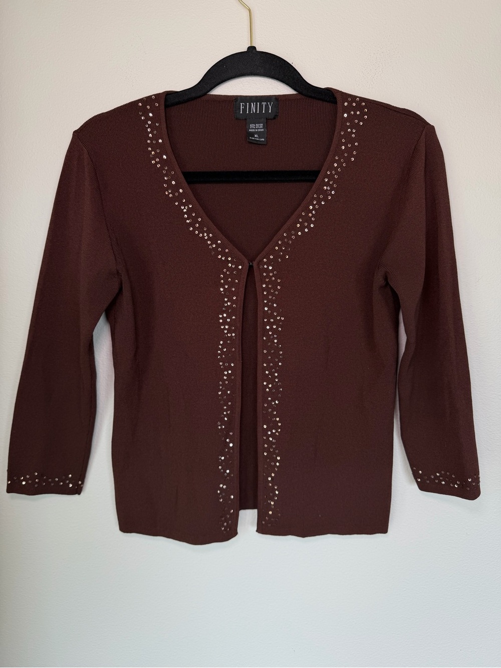 Vintage Finity Embellished Sequin 3/4 Sleeve Fairy Grunge Cardigan